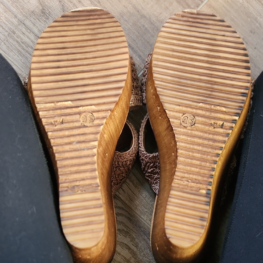 Sbicca Brown Crochet Wedge Sandals - Picture 6 of 6